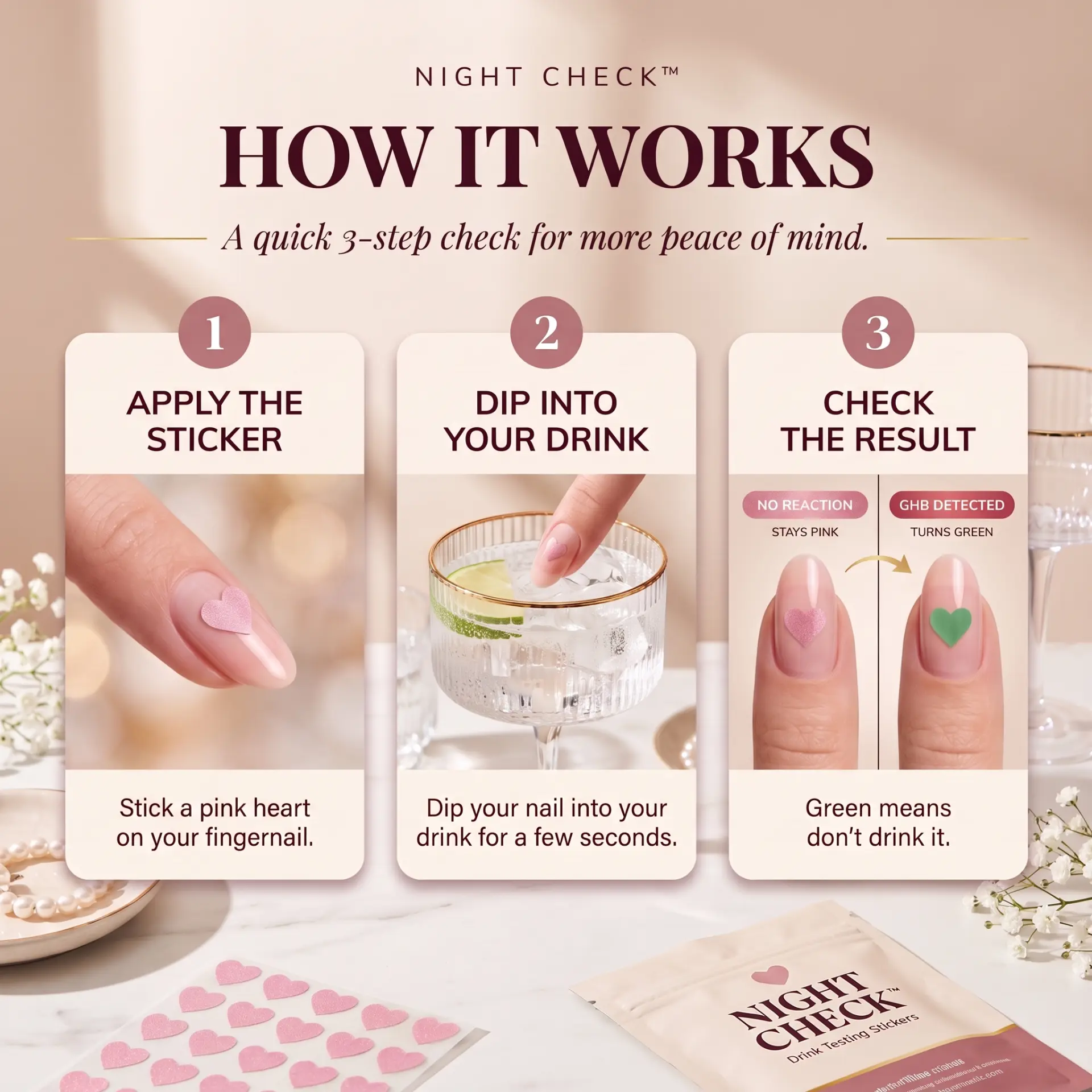 NIGHT CHECK sticker application and result guide